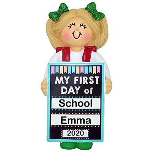 First Day of School Ornament (Blonde Girl First Day)