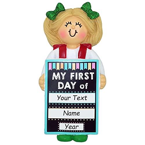 First Day of School Ornament (Blonde Girl First Day)