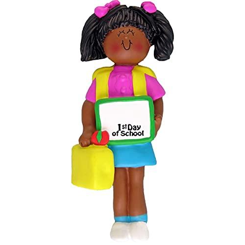First Day of School Ornament (Female African American)