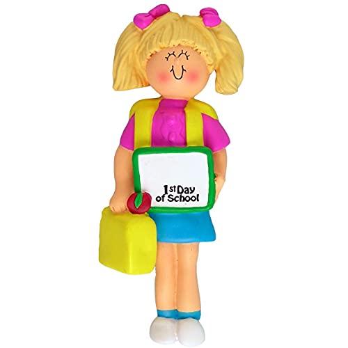 First Day of School Ornament (Female Blonde)
