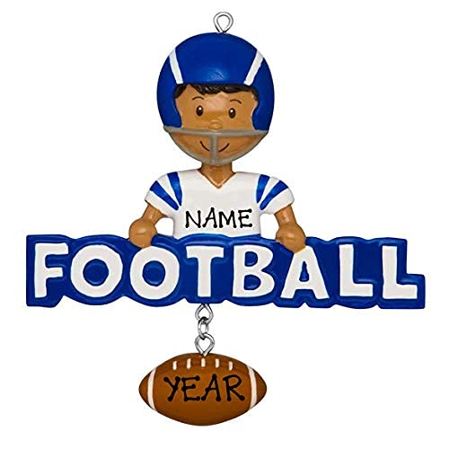 Football Player Personalized Ornament (African American Football Letter) Default Title