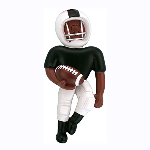 Football Player Ornament (Black White Jersey African American Football Player)