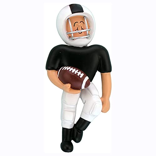 Football Player Personalized Ornament (Black White Jersey Football Player) Default Title