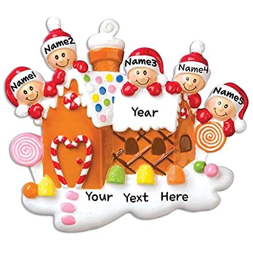 Gingerbread House Family Ornament (Family of 5)