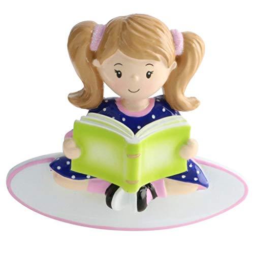 Girl/Boy Reading a Book Club Ornament (Girl)