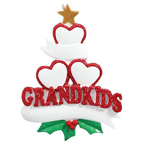 Grandkid Hearts Family Ornament (Family of 3)