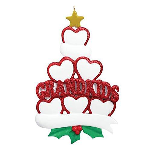 Grandkid Hearts Family Ornament (Family of 6)