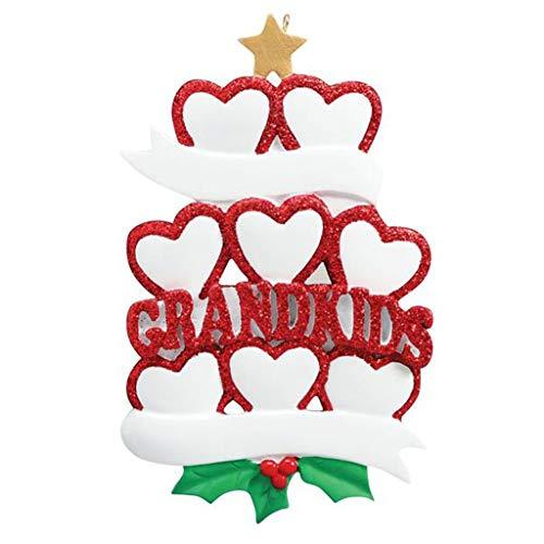 Grandkid Hearts Family Ornament (Family of 8)