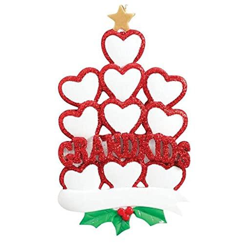 Grandkid Hearts Ornament (Family of 10)
