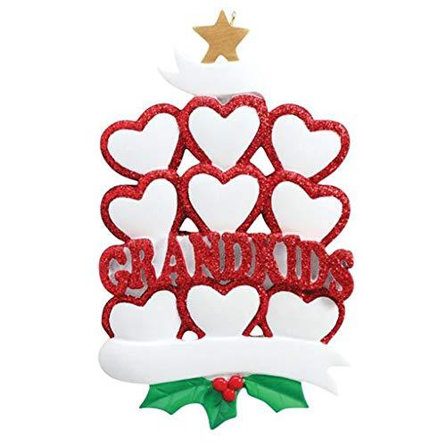 Grandkid Hearts Ornament (Family of 9)