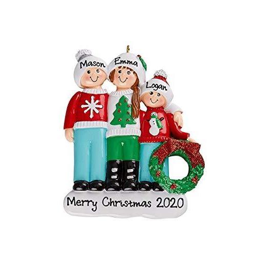 Happy Family Ugly Sweater Ornament (Family of 3)
