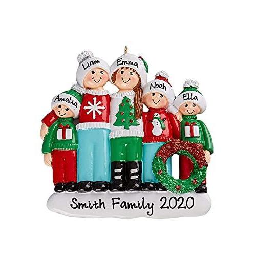 Happy Family Ugly Sweater Ornament (Family of 5)