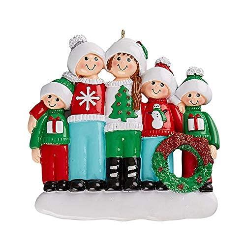 Happy Family Ugly Sweater Ornament (Family of 5)