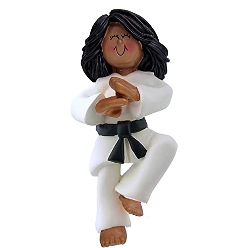 Karate Girl Ornament (African American Girl)