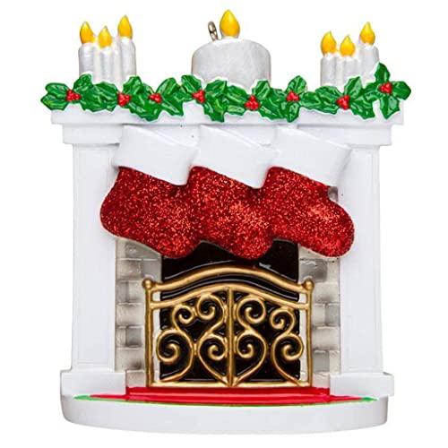Mantle with Stocking Family Ornament (Family of 3)