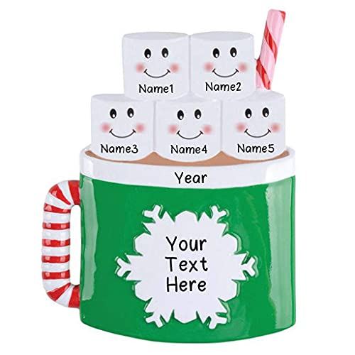 Marshmallow Mug Family Ornament (Family of 5)