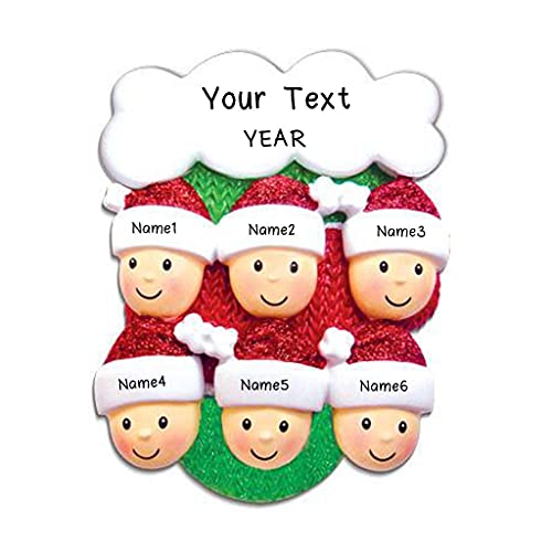 Mitten with Faces Family Ornament (Family of 6)