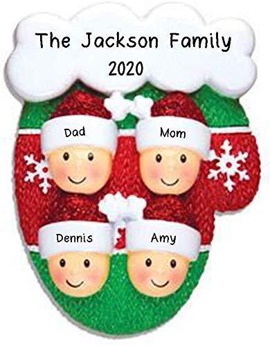Mitten with Faces Ornament (Family of 4)