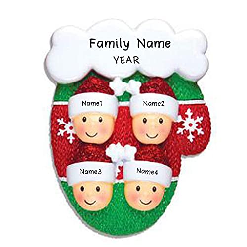Mitten with Faces Ornament (Family of 4)