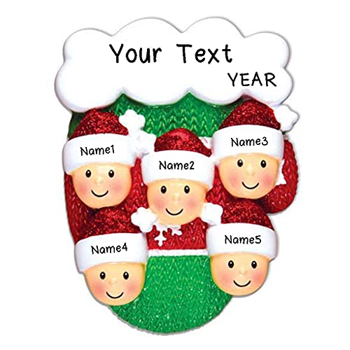 Mitten with Faces Ornament (Family of 5)