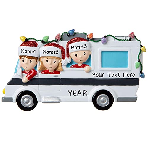 Motor Home Vacation RV Family Ornament (Family of 3)