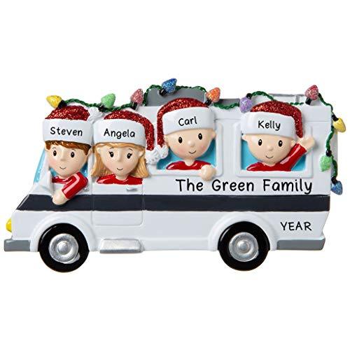 Motor Home Vacation RV Family Ornament (Family of 4)