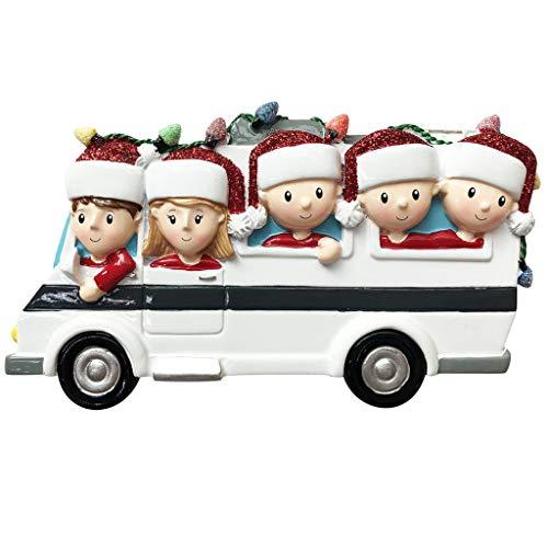 Motor Home Vacation RV Family Ornament (Family of 5)