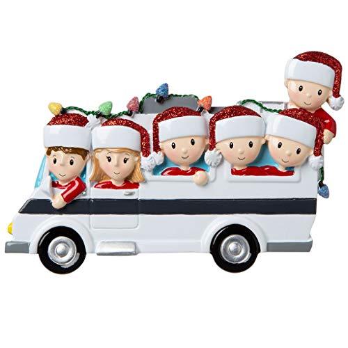 Motor Home Vacation RV Family Ornament (Family of 6)