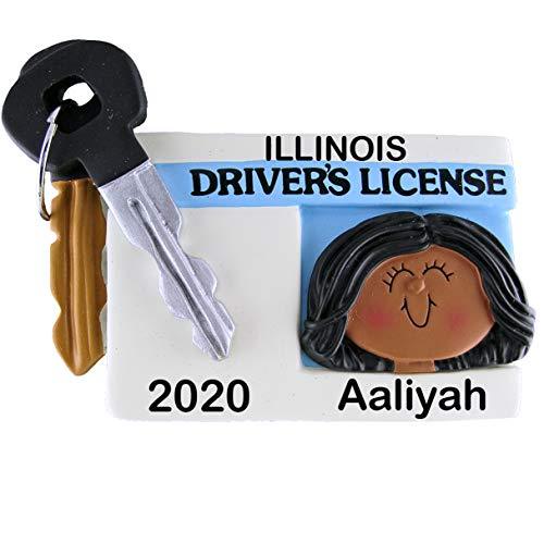 New Driver's License Girl Ornament (Female African American)