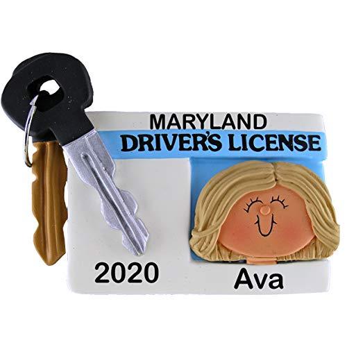 New Driver's License Girl Ornament (Female Blonde Hair)