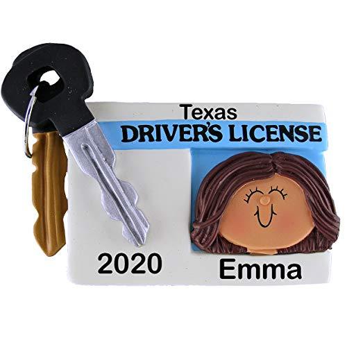 New Driver's License Girl Ornament (Female Brown Hair)