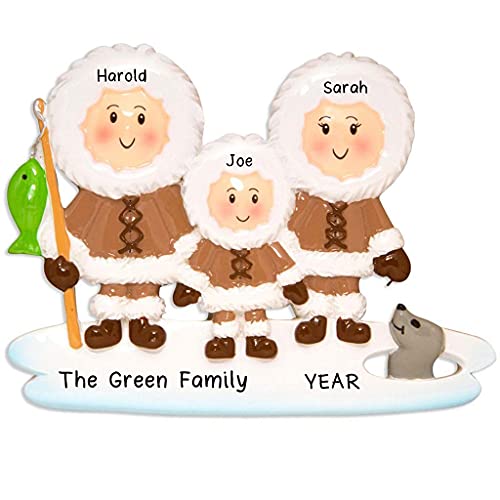 North Pole Eskimo Family Ornament (Family of 3)
