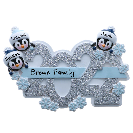 Personalized Family of 3 Christmas Ornament [2022]