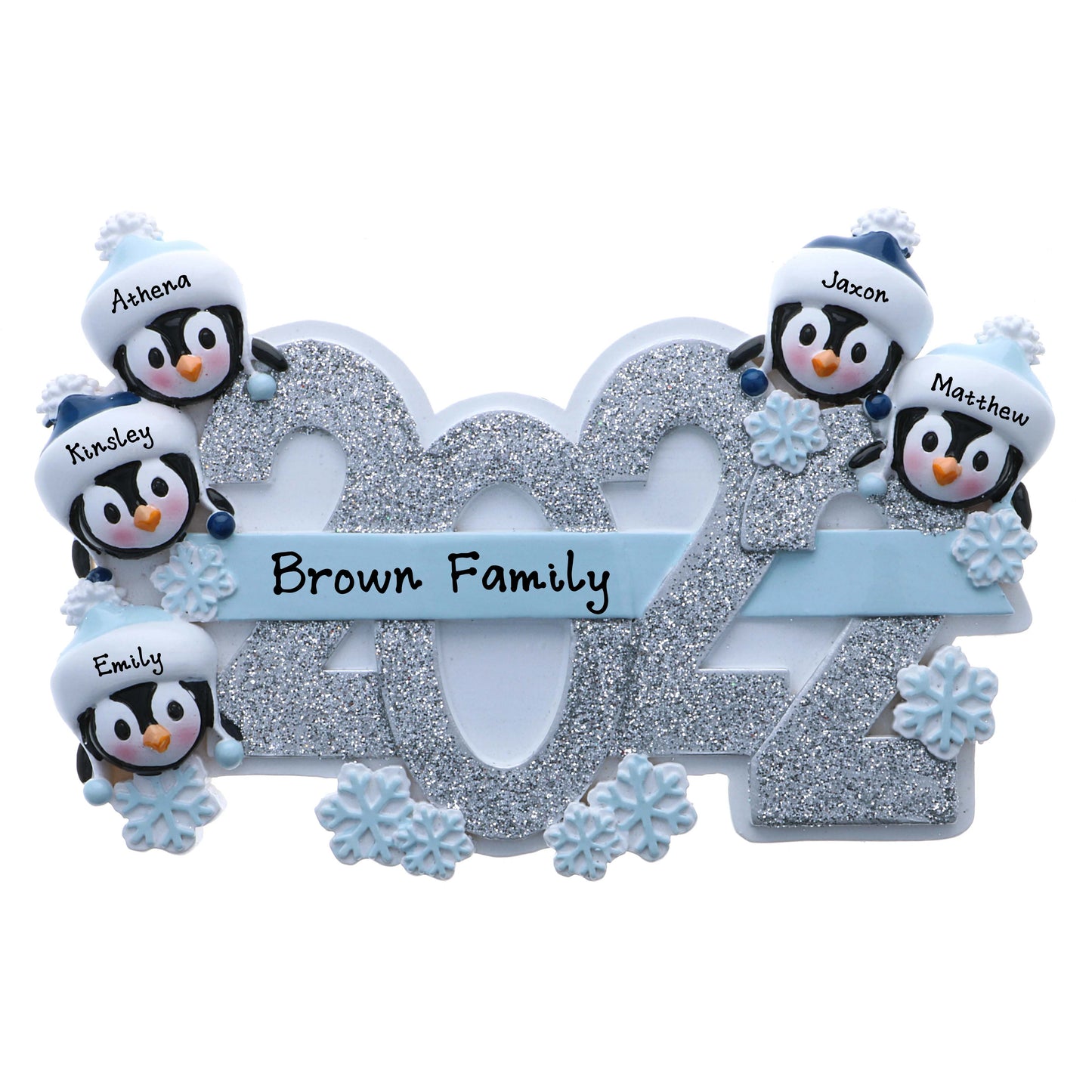 Personalized Family Christmas Ornament (Family of 5)