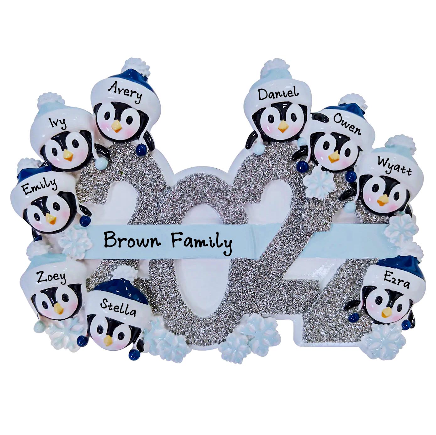 Personalized Family Christmas Ornament (Family of 9)