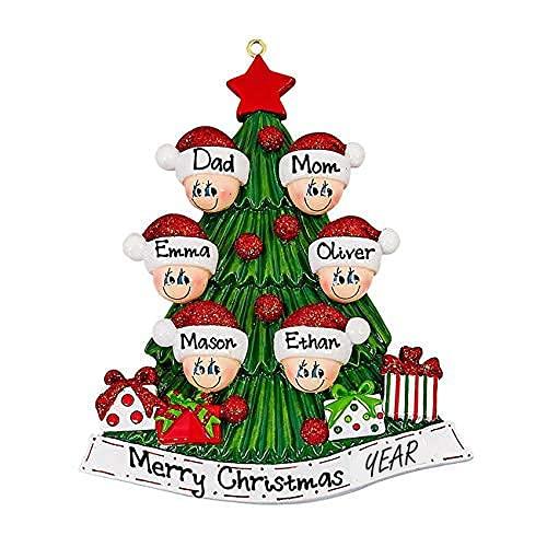 Opening Present Family Ornament (Family of 6)