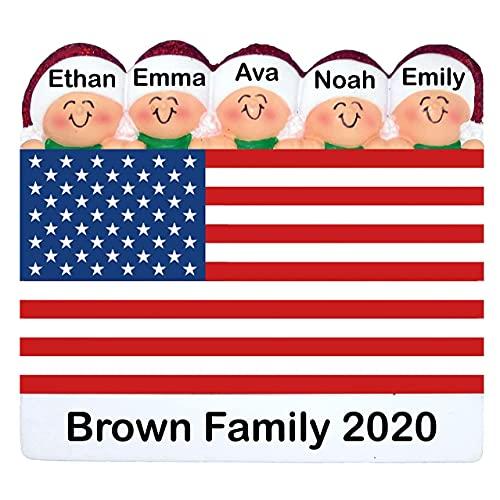 Patriotic Family Ornament (Family of 5)