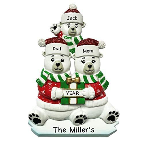 Polar Bear Family Ornament Present Gift -(Family of 3)