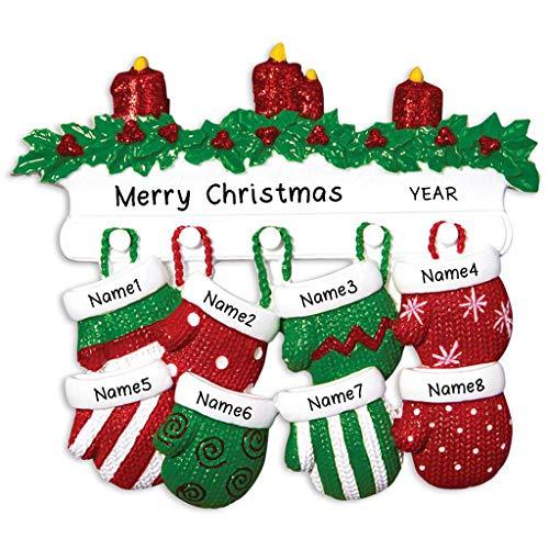 Red Green Mitten Family Ornament (Family 8)