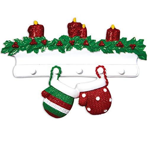 Red Green Mitten Family Ornament (Family of 2)