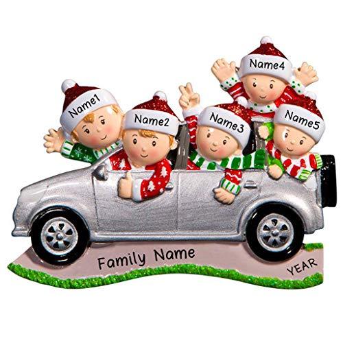 SUV Car Family Ornament (Family of 5)