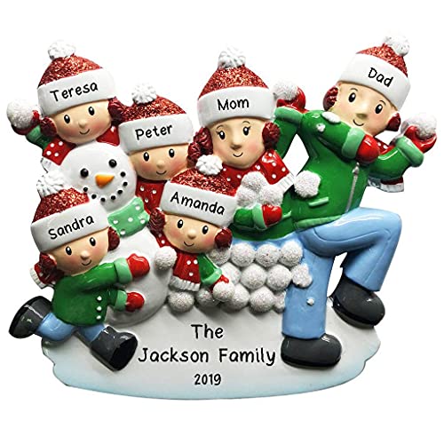 Snowball Fight Family Ornament (Family of 6)