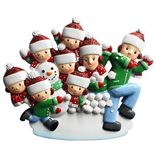 Snowball Fight Family Ornament (Family of 8)
