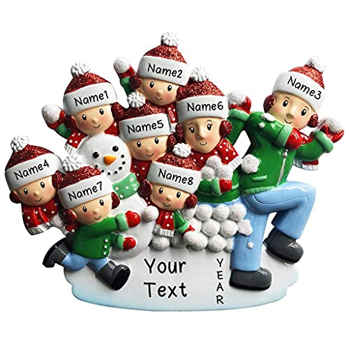 Snowball Fight Family Ornament (Family of 8)