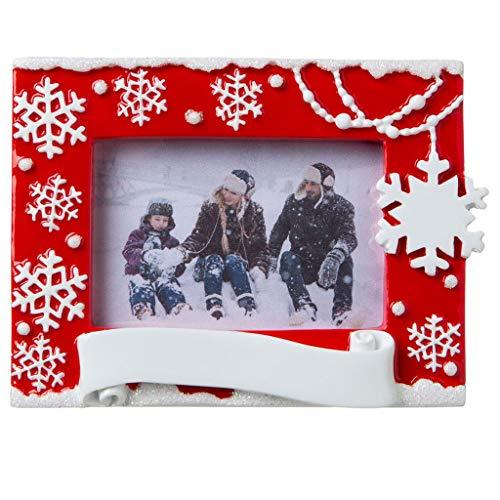 Snowflake Red Picture Frame Ornament