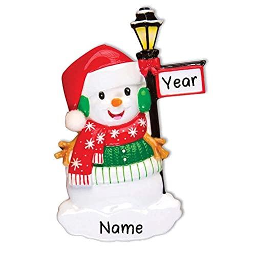 Snowman w/Light Post Ornament