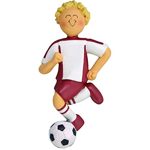 Soccer Boy Ornament (Red Male Blonde)