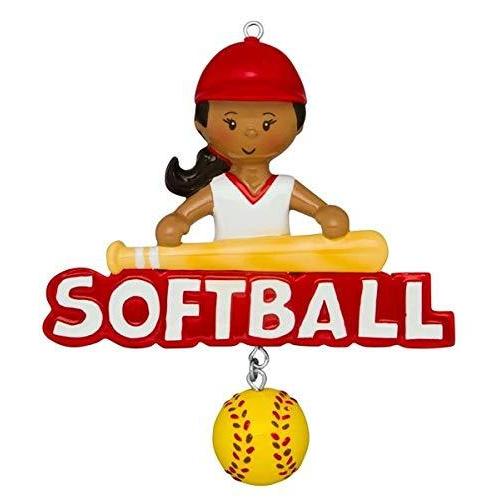 Softball Girl Personalized Ornament (Ethnic Softball)