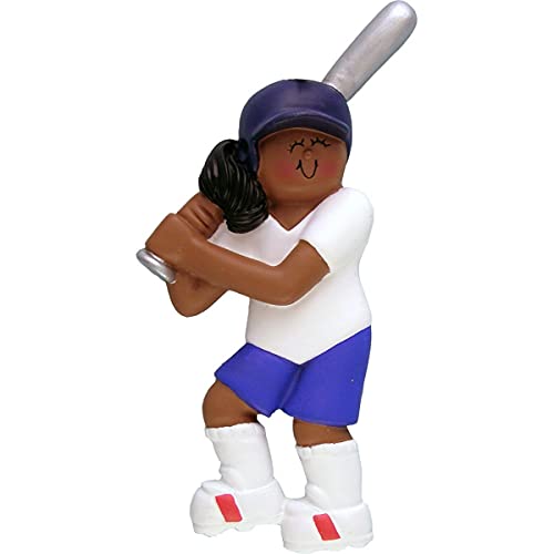 Softball Girl Ornament (Female African American)