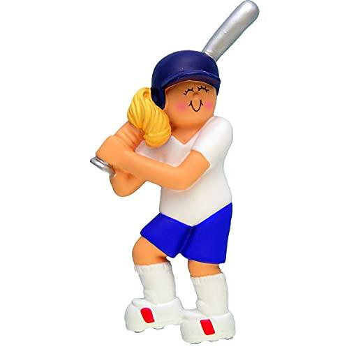 Softball Girl Ornament (Female Blonde)